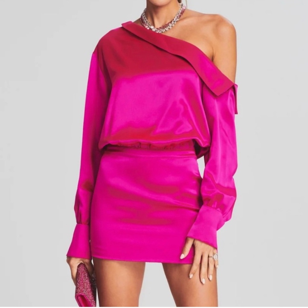 Retrofete Fuchsia One Shoulder Dress